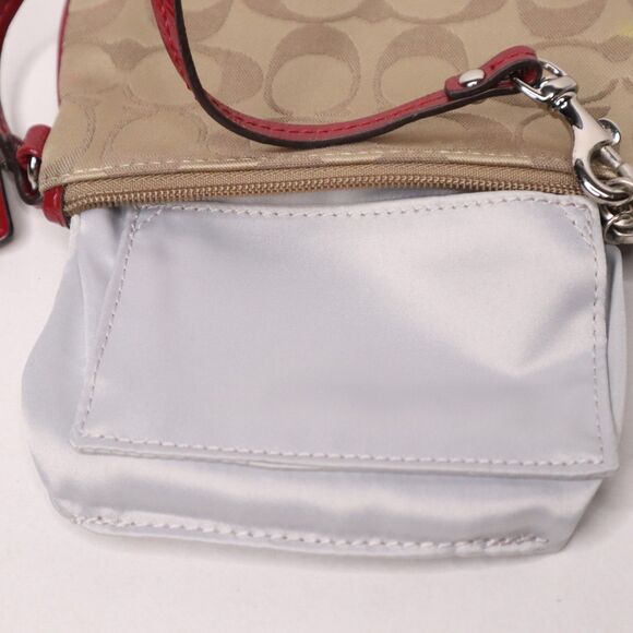 Vintage COACH Poppy Signature Jacquard Monogram Wristlet Red/Beige 6.5in x 4.5in - Picture 6 of 10